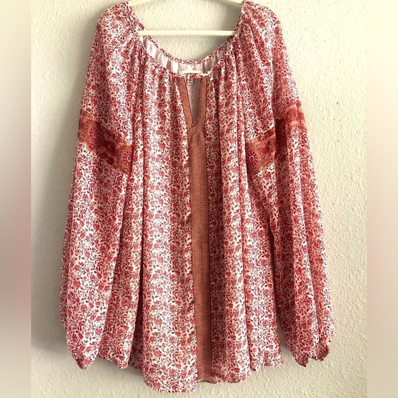 Max Studio Boho Long Sleeve Floral Blouse size Small - Picture 1 of 4